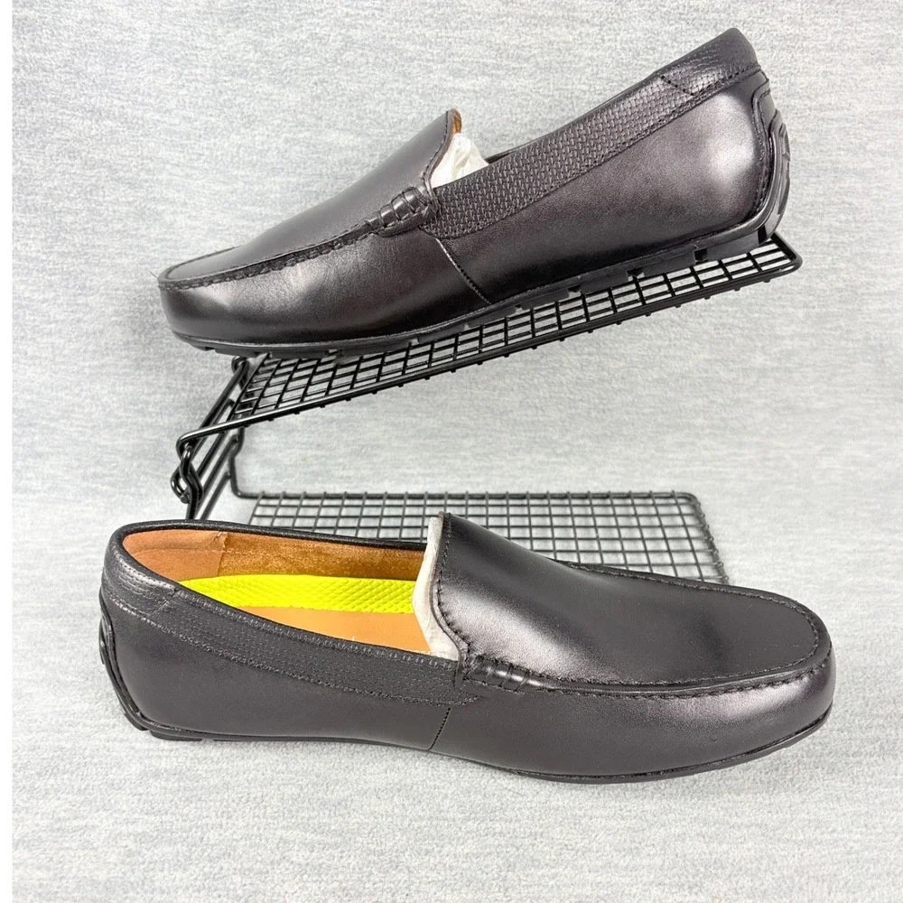 Florsheim Motor Venetian Shoes Mens 7.5 W Black Leather Driving Loafers Comfort